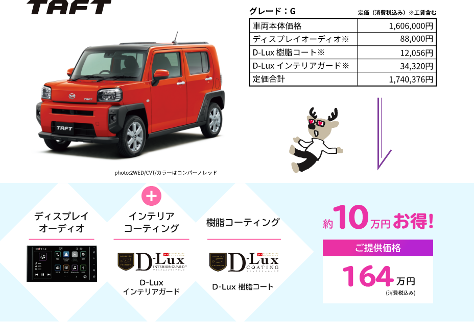 TAFT　ディスプレイオーディオ＋インテリアコーティング　樹脂コーティング　約10万円お得!